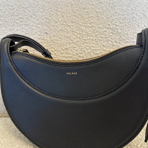 Polene Numero Dix (Number Ten Bag - Monochrome Black Textured leather) - Picture 7 of 15